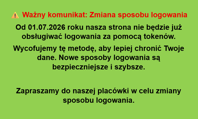 Komunikat o zmianie logowania