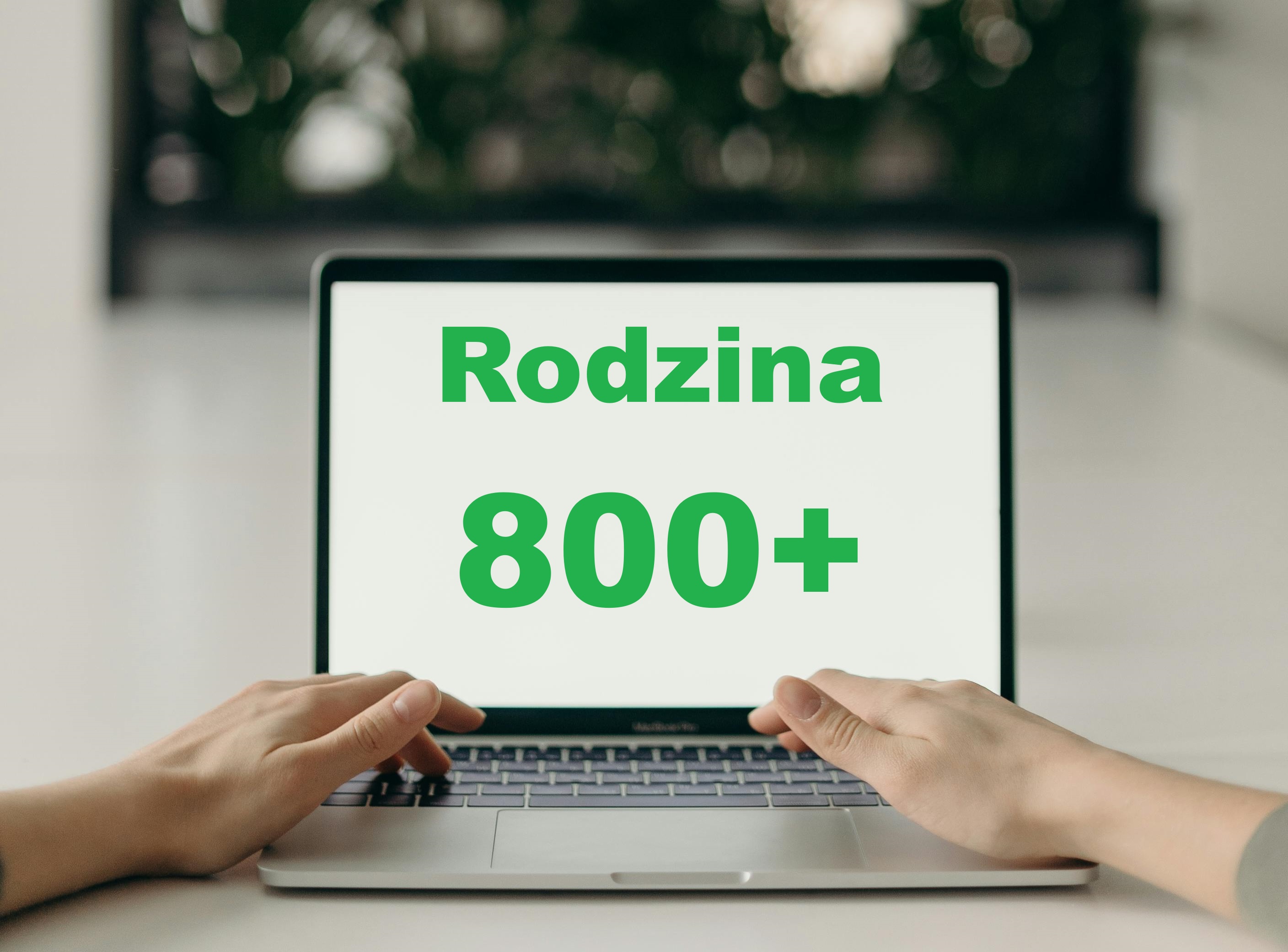 laptop z napisem 800+