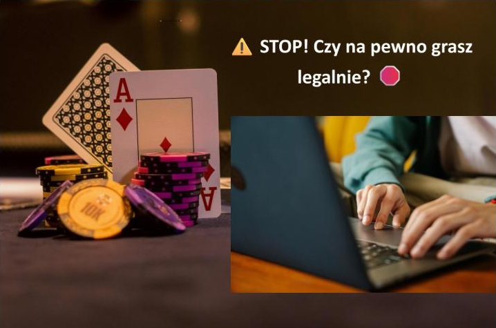 laptop na tle karty do gry